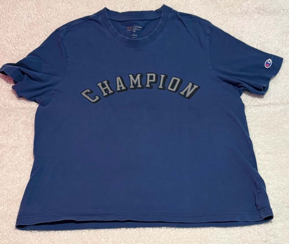 Champion T-Shirt Size L/G Blue Arc Logo Cotton